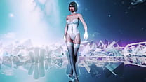 Elegant milf As hley Graham in white lingerie  white lingerie dances floorwork 