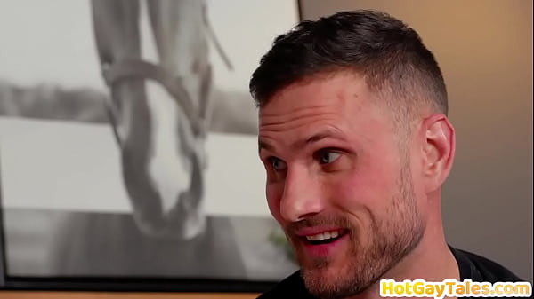 First gay threeway with cute inked jock