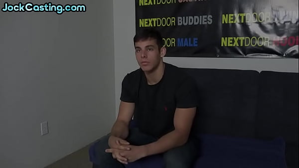 Solo handsome stud with tattoo wanks cock on casting