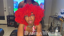 Doggy cummed ebony slut creampied