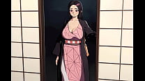 Nezuko fucks Mitsuri after she returns home