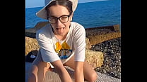 Little beach girl want to suck big dick... #outdoor #tan #beach #teen #blowjob #publicsex