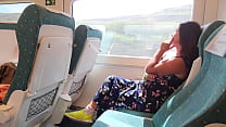 Young milf seduces voyeur on public train.