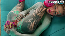 Skinny Tattooed Slut's Anal Masturbation: Fingering and Toys Stretch Her Tight Asshole