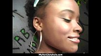 Black chick blows & fucks cock on a naughty gloryhole 26