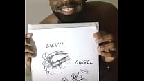 Drawing myself cuddling for free while wearing angel and devil Halloween costume 5