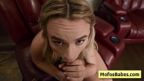 Sexy slutty blonde teen sucking massive dick and swallow it deep down her throat - Khloe Kingsley, Charles Dera