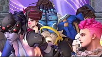 Tracer/Widowmaker X Mercy Double Ass Grinding