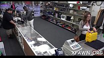 A sexy darling is in the shop, having some sex in shop