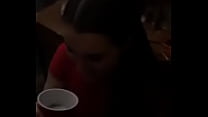 Chick drinks out of the spit cup that we all spit in when we are drinking