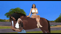 Big ass ebony threesome cowgirls Diamond x Destiny