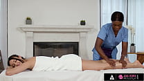 ALL GIRL MASSAGE - Steamy Interracial Massage Ends With Scissoring WIth Ana Foxxx And Eliza Ibarra