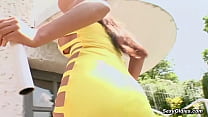 MILF in yellow boots anal gang banged by big dicks