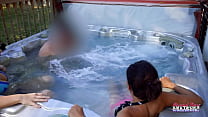 Brunette Horny Coeds Jamie Litton And Vicky Share A Cock In The Hot Tub!