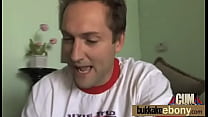 Hot ebony chick in interracial gangbang 17