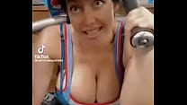 Girl with big tits at the gym