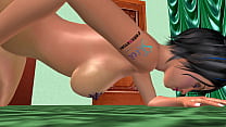 Animated 3D Cartoon Porn - A beautiful Tattooed girl rubbing her pussy in a temple