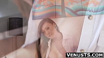 Shemale Asian beauty Venus Luxx got tired from working from home so she jerks off her big cock instead.