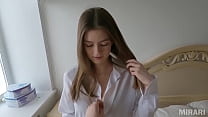 Modest neighbor in sexy lingerie sucks cock and fucks