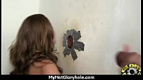 Ebony at the gloryhole jizzed on 21