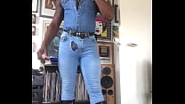 Black Muscle Tight Denim and Leather Session