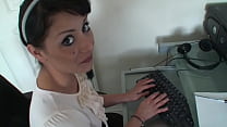 Therapist pulls out his dick in front of his busty secretary to get a blowjob