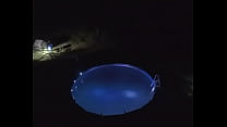 night time pool fun alone
