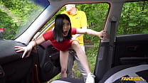 Hot ASIAN babe sucks my cock when it starts to burn  - Fake Driving School