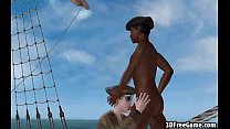 This sexy 3D pirate babe is getting fucked by a black cock
