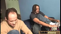 Hot ebony chick in interracial gangbang 27