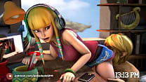 zelda se masturba con loffy de fondo