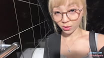 High-heeled Asian girl gets naughty in restaurant bathroom(trailer)