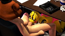 Toy Chica dándole una mamada al Guardía