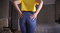 Tight Blue Jeans Tease Thong Ass Reveal