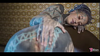Ink-covered babe gets her ass wrecked by the fuck machine