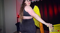 Thick BBW Try-On Haul wiith 5 Tight Gym Shorts hugging juicy ASS, Dirty Talk, StripteaseS and Naughty Dance (4K Landscape)