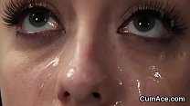 Unusual beauty gets cumshot on her face swallowing all the charge