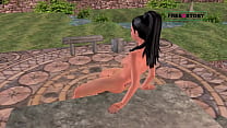 An animated 3D Indian Bhabhi cartoon girl giving sexy poses and masturbate using banana.