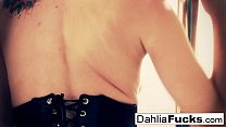 Sexy Dahlia dildos her tight wet pussy