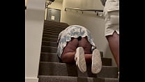 Busted a huge nut on her ass on the public stairway (almost getting caught)
