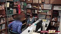 Innocent looking thief is getting her tight teen cunt smacked in the office