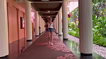 Taking a stroll at the Royal Hawaiian Hotel in Waikiki