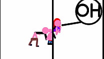 stickman animation: stuck in the wall and fuck