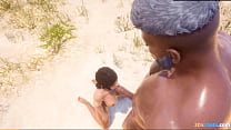 3d Un homme mûr baise une salope sur la plage