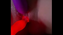Two Vibrators, One nice pussy