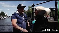 Gorgeous amsterdam hooker rides a big hard wang passionately