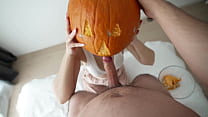 stepsister didn't expect the Halloween pumpkin game to go wrong!