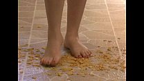 Foot Fetish - Sexy feet stepping on crunchy cereal