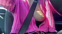 Italiana big tits Milf Artemisia Love Sexy car ride flashing her juicy tits
