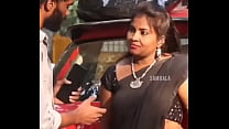 Black saree hip hot in public